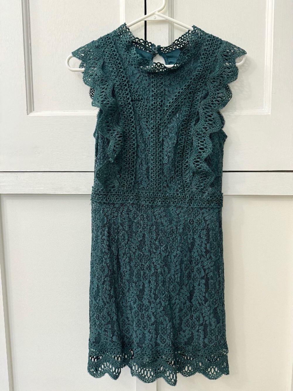 Lulus Dark Green Short Lace Sheath Sleeveless Dress